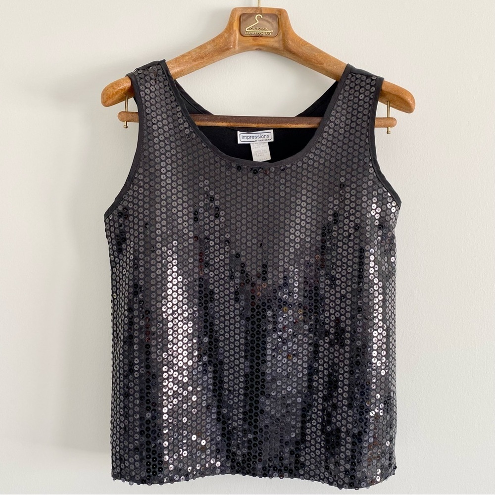 Impressions of California Black Sequin Women's Top